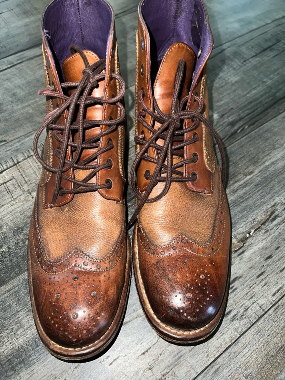 Men's Ted Baker Sealls 3 Wingtip Boots - Picture 3 of 9